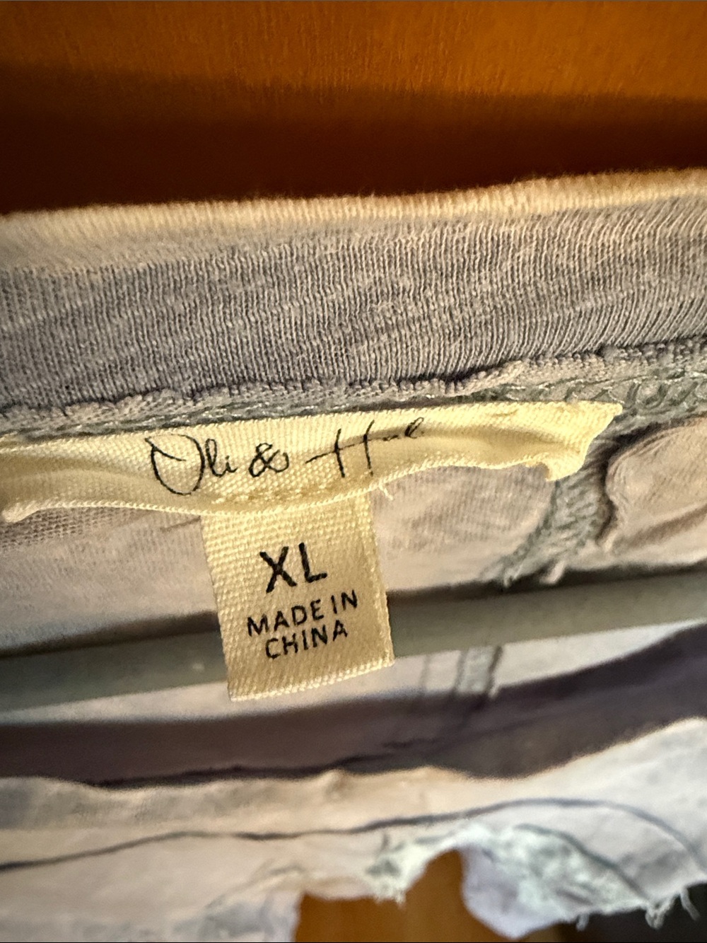 Oli & Hali Star Patchwork Top Acid Wash Light Lavender Blue XL Oversized - Picture 2 of 4